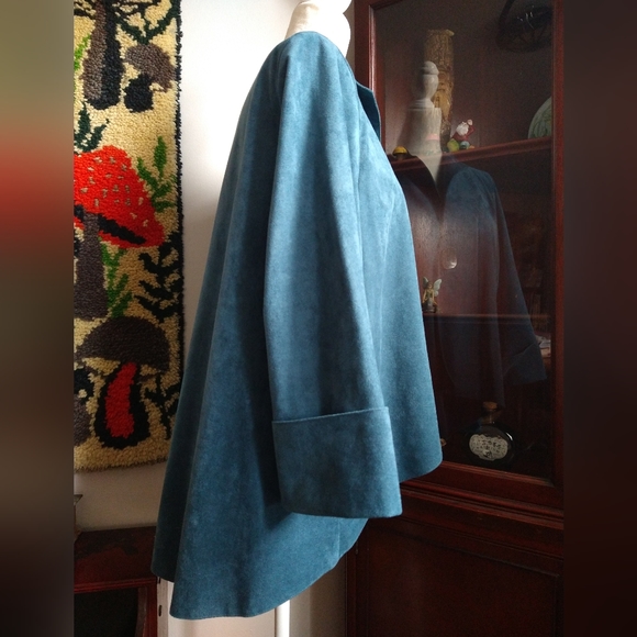 IC Collection by Connie K blue faux suede large button closure sweater size XL - Picture 6 of 8
